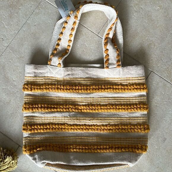 Yellow Cotton Canvas Tote Fully Lined BRAND NEW Tote Bag - Picture 4 of 4
